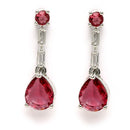 Rhodium Plated Silver Toned Teardrop Style Red American Diamond Studded Jewellery Set