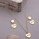 Gold Toned Alloy XOXO Heart Pendant Necklace Set for Women & Girls
