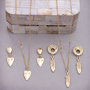 Gold Toned Alloy Heart & Feather Pendant Necklace Set Combo for Women & Girls