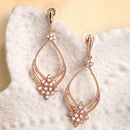 Rose Gold Plated Teardrop Shaped White American Diamond Studded Drop Earrings