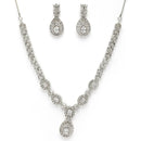 Rhodium Plated Silver Toned White American Diamond Jewellery Set