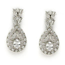 Rhodium Plated Silver Toned White American Diamond Jewellery Set