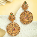 Gold Plated Peacock Shaped Cubic Zirconia Stone Studded Drop Earrings