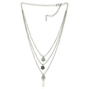Oxidized  Pearl & Sea Green Stones Studded 3 Layered Necklace