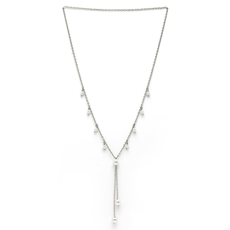 Oxidized  Small Leaf Design Pearl Necklace Set