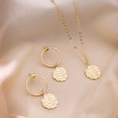 Gold Toned Alloy Wave Texture Pendant Necklace Set for Women & Girls