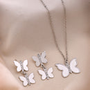 Rhodium Plated Alloy Heart Design Pendant Necklace Set for Women