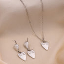 Stylish Minimal Rhodium Plated Alloy Heart Pendant Necklace Set for Women