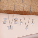 Oxidised Silver Alloy Butterfly & XOXO Heart Pendant Necklace Set Combo for Women & Girls