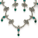 Oxidized Plated Green & Blue with Pearl & Stone Studded Jewellery Set