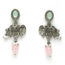 Oxidized Plated with Pink Pearl & Stone Studded Jewellery Set