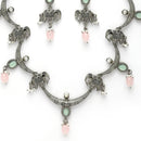 Oxidized Plated with Pink Pearl & Stone Studded Jewellery Set