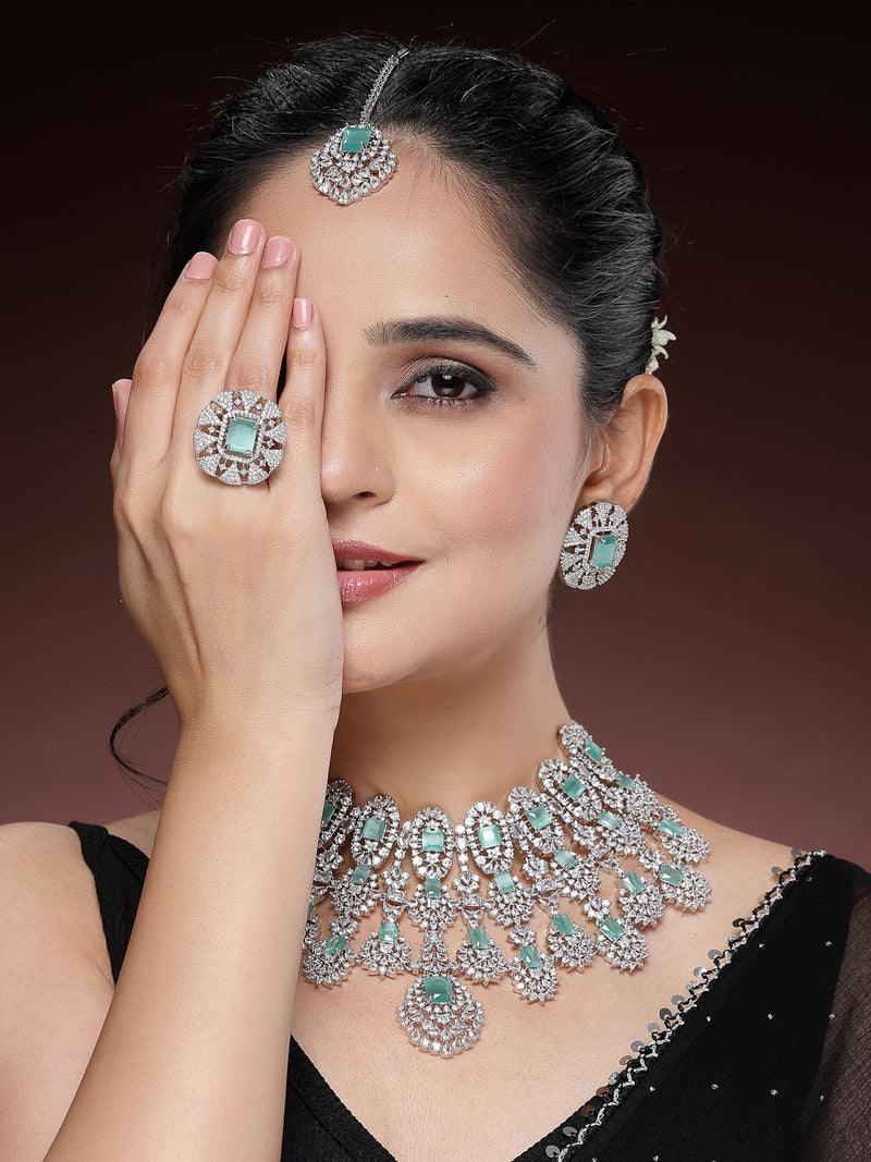 Kiara Advani Inspired Wedding Jewellery Set - SEA GREEN