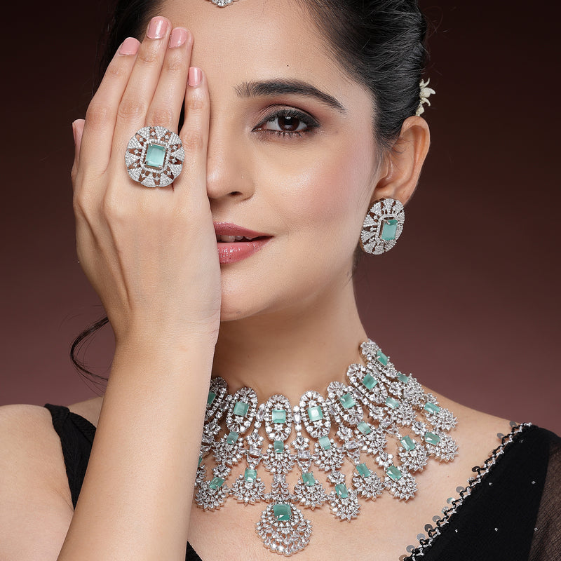 Kiara Advani Inspired Wedding Jewellery Set - SEA GREEN
