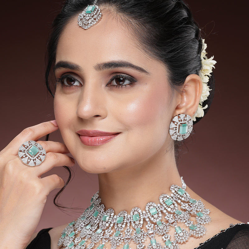 Kiara Advani Inspired Wedding Jewellery Set - SEA GREEN