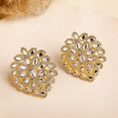 Traditional Gold Plated kundan Studded Floral Shaped Stud Earrings
