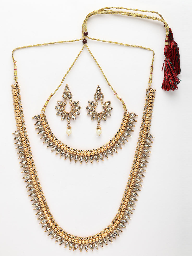 Gold Plated with Traditional Maharani Haar Necklace with Earrings