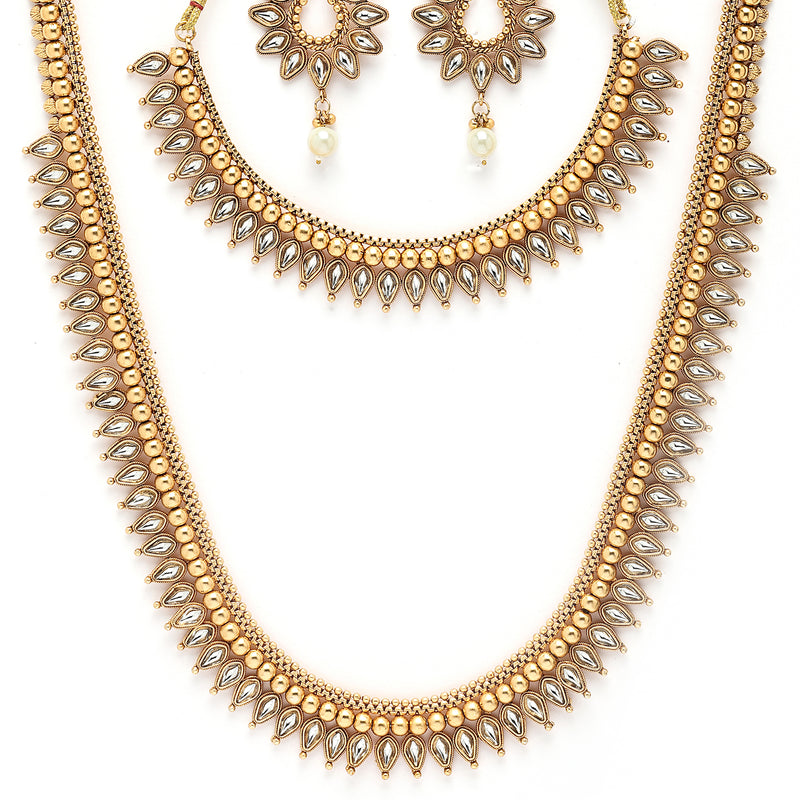 Gold Plated with Traditional Maharani Haar Necklace with Earrings
