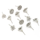 Rhodium Plated with White American Diamonds Studded Combo Set of 6 Stud Earrings