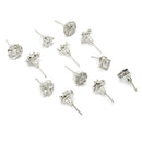 Rhodium Plated with White American Diamonds Studded Combo Set of 6 Stud Earrings