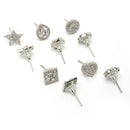 Rhodium Plated Earring Collection of 5 Unique Designs with White American Diamonds