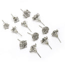 Rhodium Plated Combo Set of 6 Unique Earrings with White American Diamond Studded