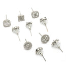 Rhodium Plated Earring Set of 5 with Unique Designs & White American Diamonds Studded
