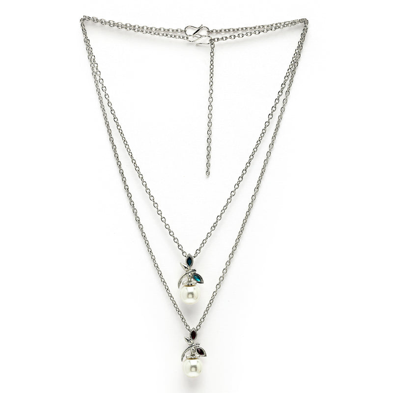 Oxidized Plated with Leaf & Pearl Design Set of 2 Pendants