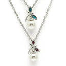 Oxidized Plated with Leaf & Pearl Design Set of 2 Pendants