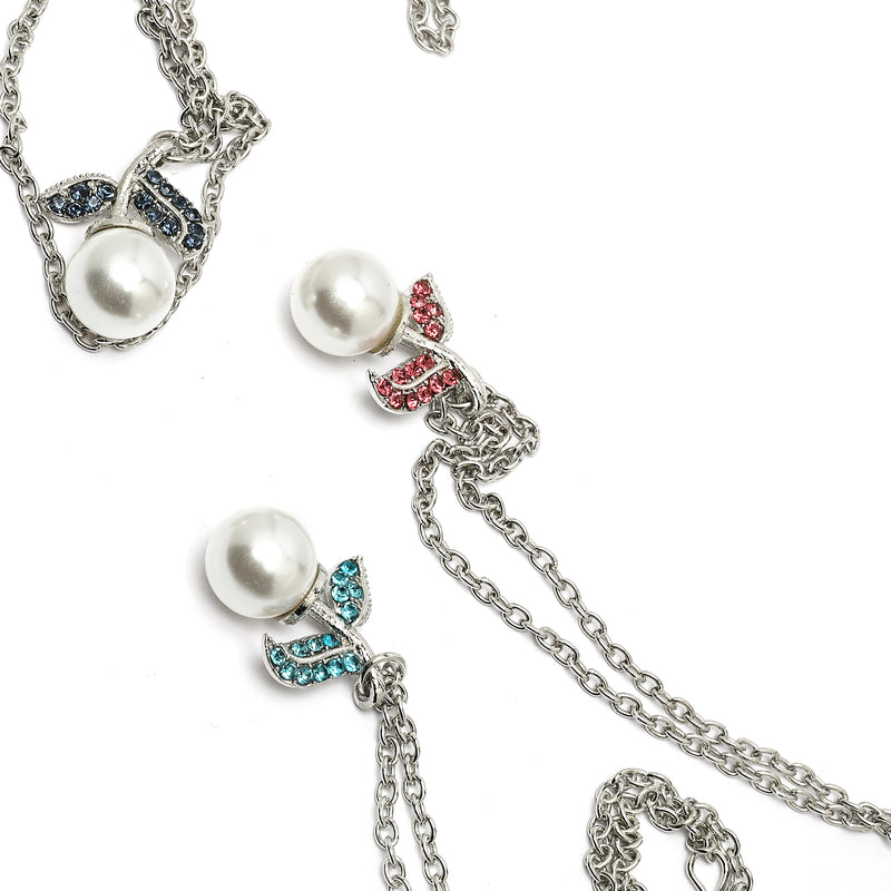 Oxidized Plated with Leaf & Pearl Design Set of 3 Pendants