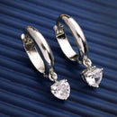 Rhodium Plated Silver Toned Teardrop Shaped White American Diamond Studded Hoop Earrings
