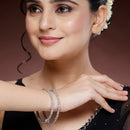 Rhodium Plated Pastel American Diamonds Studded Kada Bangles