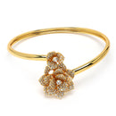 Gold Plated with White American Diamonds Studded Floral Shaped Pendent Combo Set