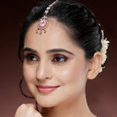 Rose Gold Plated Teardrop Design American Diamonds Studded Maang Tikka