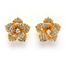 Gold Plated with White American Diamonds Studded Floral Shaped Pendent Combo Set