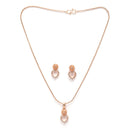 Rose Gold Plated with White American Diamonds Studded Heart Shaped Pendent Combo Set