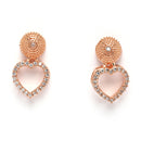 Rose Gold Plated with White American Diamonds Studded Heart Shaped Pendent Combo Set