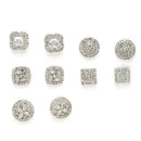 Rhodium Plated Earring Set of 5 with Unique Designs & White American Diamonds Studded