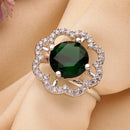 Rhoidum Plated Silver-toned Crystal Floral Statement Ring for Women