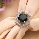 Rhoidum Plated Silver-toned Crystal Geometric Statement Ring for Women