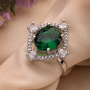 Rhoidum Plated Silver-toned Ruby Magenta Crystal Ring for Women