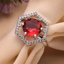 Rhoidum Plated Silver-toned Crystal Geometric Statement Ring for Women