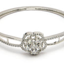Rhodium Plated Cluster Round White AD Contemporary Cuff Bracelet