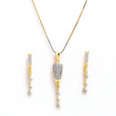 Gold-Plated Heart & Star White Cubic Zirconia Stone Studded Pendant Set With Chain & Earrings Combo