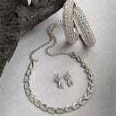 Rhodium-Plated with Silver-Tone White American Diamond Studded Jewellery Set Combo