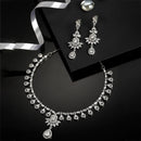 Rhodium-Plated with Silver-Tone & White American Diamond Studded Jewellery Set
