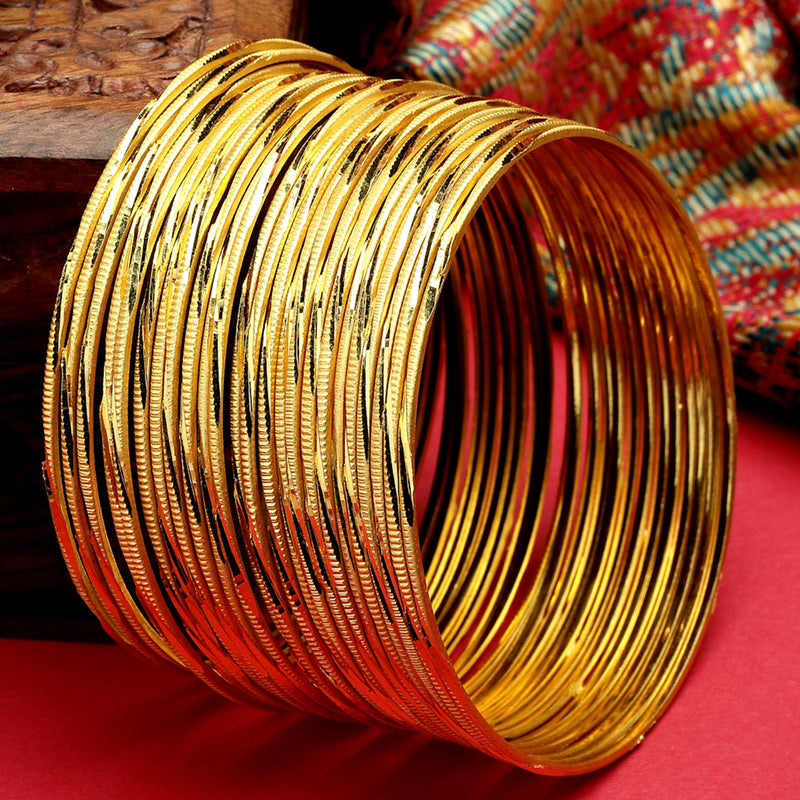 Set Of 24 Gold-Plated Textured Bangles
