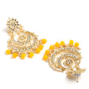 Gold Plated Yellow Kundan Bead Drops Ethnic Maang Tikka & Earring
