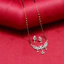 Mangalsutra Gold Plated American Diamond Peacock Style Mangalsutra with Earrings Jewellery for Women's Pride