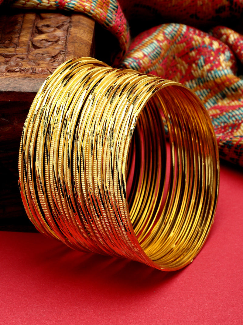 Set Of 24 Gold-Plated Textured Bangles